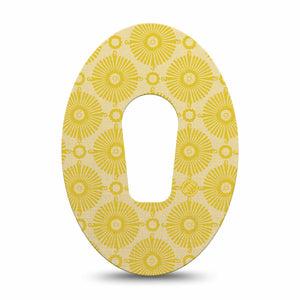 ExpressionMed Yellow Sundress Dexcom G6 Tape, Single Tape Golden Sunbursts Pattern, Plaster Continuous Glucose Monitor Design