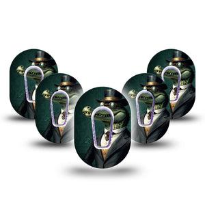 ExpressionMed Dapper Alligator Dexcom G6 Mini Tape, 5-Pack Tape and 5-Pack Sticker Stylish Alligator Guy, Adhesive Tape CGM Design