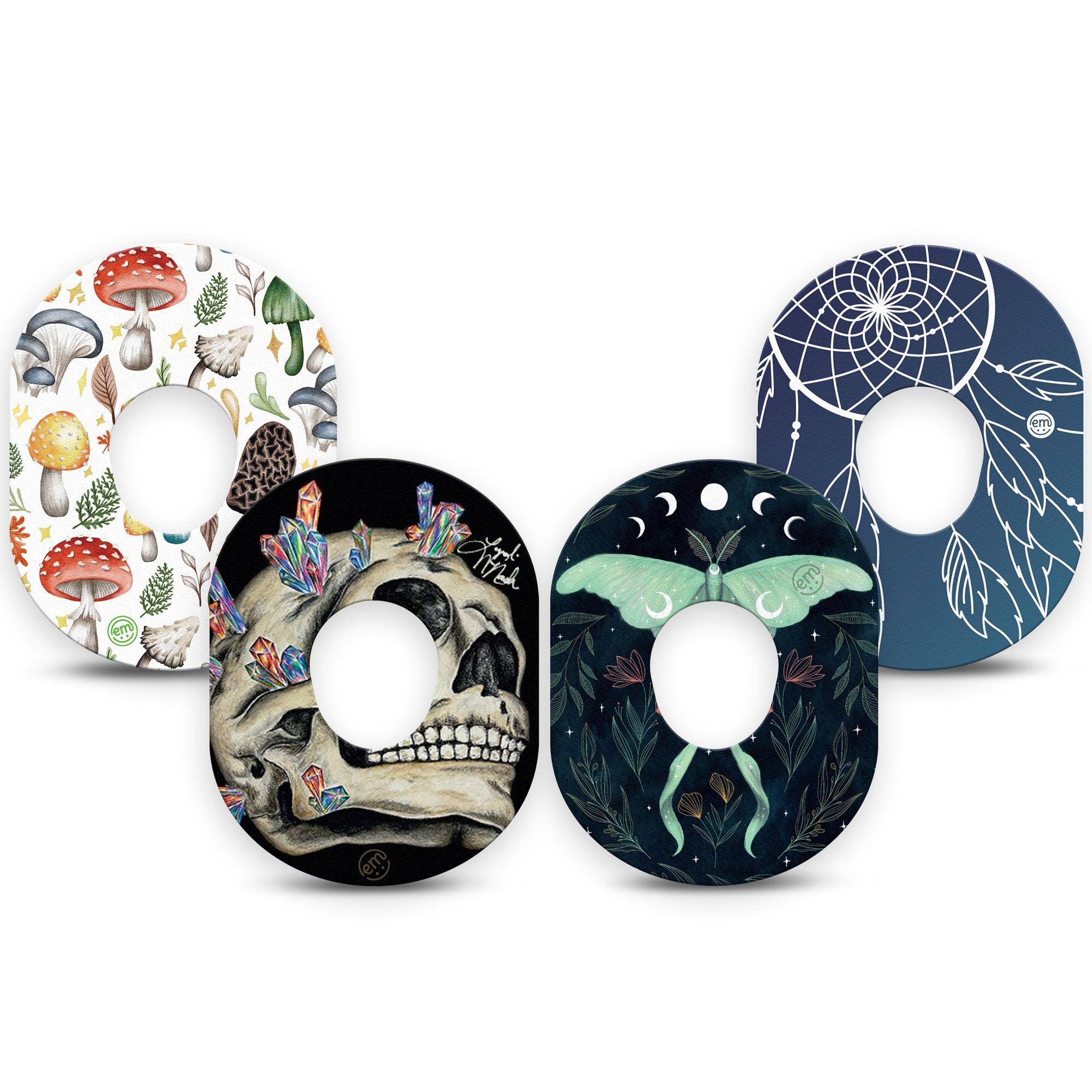 ExpressionMed Witching Hour Variety Pack Dexcom G7 Tape, Dexcom Stelo Glucose Biosensor System, 4-Pack Tape Variety Supernatural Charm Designs, Overlay Tape CGM Design