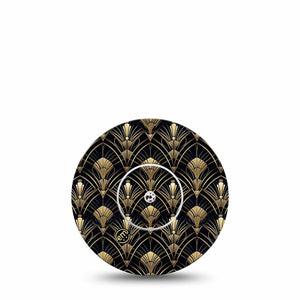 ExpressionMed Midnight Deco Freestyle Libre, Libre 2 Plus, and Abbott Lingo, Single Tape and Single Sticker Gold geometric style Overlay Patch for CGM
