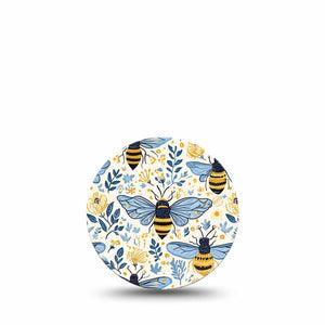 ExpressionMed Busy Bees Freestyle Libre 3 and Libre 3 Plus OverPatch, Single Tape Florals and bees Adhesive Tape for CGM