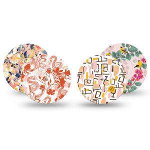 ExpressionMed Sunset Sorbet Variety Pack Freestyle Libre and Libre 2 Plus Sticker and Tape, Abbott Lingo, Fun Geometrical Art, Adhesive Sticker and Tape Design Continuous Glucose Monitor Design