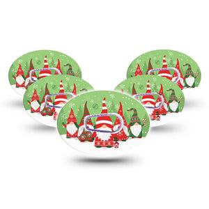 ExpressionMed Holiday Gnomies Dexcom G6 Tape 5-Pack Tape and 5-Pack Sticker Winter Wonderland Gnomies, Plaster CGM Design