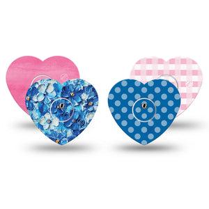 ExpressionMed Cotton Candy Coast Variety Pack Freestyle Libre 3 and Libre 3 Plus Heart Shape Tape, 4-Pack Tape and 4-Pack Stickers Variety T1D Barbie Inspired, Overlay Tape CGM Design