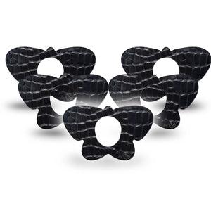 ExpressionMed Black Aligator Skin Dexcom G7 Butterfly Shape Tape, Dexcom Stelo Glucose Biosensor System, 5-Pack Tape Textured Alligator-Inspired Skin, Adhesive Tape CGM Design