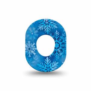 ExpressionMed Falling Snow Dexcom G7 Mini Tape, Dexcom Stelo Glucose Biosensor System, Single Tape Icy Blue Snowflakes, Patch Continuous Glucose Monitor Design