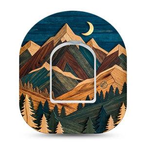ExpressionMed Wood Mountains Omnipod, Single Tape and Single Sticker nature inspired print Decorative Patch For Insulin Pump