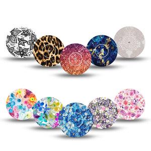 ExpressionMed Womens Holiday Gift Set Freestyle Libre, Libre 2 Plus, and Abbott Lingo, 10-Pack Tape and 10-Pack Sticker, Rose-Toned Prints & Airy Accents Overlay Patch for CGM