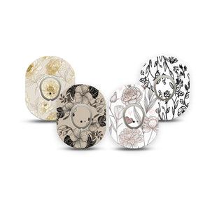 ExpressionMed Neutral Botanics Dexcom G7 and Dexcom Stelo Glucose Biosensor System Mini, tape and sticker  minimal floral pattern Adhesive Tape for CGM