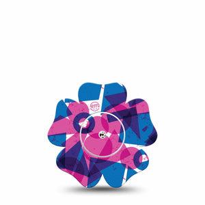 ExpressionMed Violet Vortex Freestyle Libre 2 and Libre 2 Plus Flower Shape Tape, Abbott Lingo, Single Tape and Single Sticker Geometric Pink And Blue Combo, Plaster CGM Design