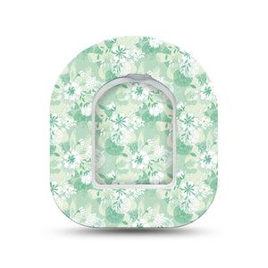 ExpressionMed Airy Florals Omnipod Surface Center Sticker and Mini Tape Mint Florals Inspired Vinyl Sticker and Tape Design Pump Design