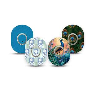 ExpressionMed Ornate Peacock Dexcom G7 and Dexcom Stelo Glucose Biosensor System Mini, tape and sticker  decorative peacock pattern Adhesive Tape for CGM