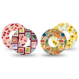 ExpressionMed Sweet Stickers Freestyle Libre, Libre 2 Plus, and Abbott Lingo, 4-Pack Tape Orange red tones Decorative Patch for Continuous Glucose Monitor
