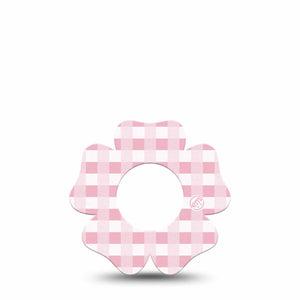 ExpressionMed Pink Gingham Freestyle Libre 2 and Libre 2 Plus Flower Shape Tape, Abbott Lingo,  Single Tape Pink Checks, Fixing Ring Tape CGM Design