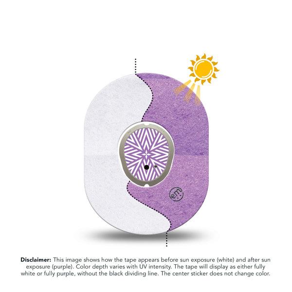 ExpressionMed Solar Violet Dexcom G7 Mini Tape, Dexcom Stelo Glucose Biosensor System, Single Tape and Single Sticker Photochromatic Color Shift, Patch Continuous Glucose Monitor Design