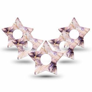 ExpressionMed Pink Pearls Freestyle Libre 3 and Libre 3 Plus Star, 5-Pack Shimmer like flowers Decorative Patch for Continuous Glucose Monitor