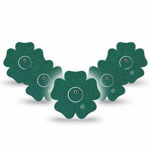 ExpressionMed Forest Green Freestyle Libre 3 and Libre 3 Plus Flower Shape Tape, 5-Pack Tape and 5-Pack Sticker Solid Color, Overlay Tape CGM Design