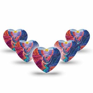 ExpressionMed Grand Canyon Freestyle Libre 3 and Libre 3 Plus Heart, 5-Pack Tape and 5-Pack Sticker canyon desert pattern Adhesive Patch for Continuous Glucose Monitor