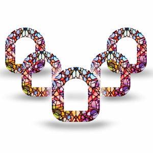 ExpressionMed Stained Glass Omnipod Mini, 5-Pack vibrant floral glass illustration Sensor Cover For Insulin Pump