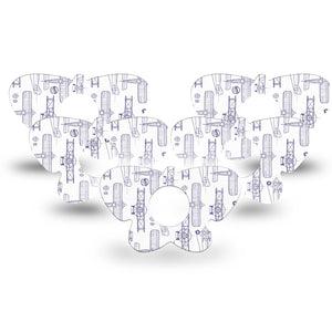 ExpressionMed Airplane Infusion Set Butterfly Shape Tape 10-Pack Tape Plane Illustration Print, Plaster Continuous Glucose Monitor Design