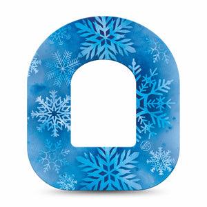 ExpressionMed Falling Snow Omnipod Tape, Single Tape Frozen Snowflakes, Adhesive Patch Pump Design