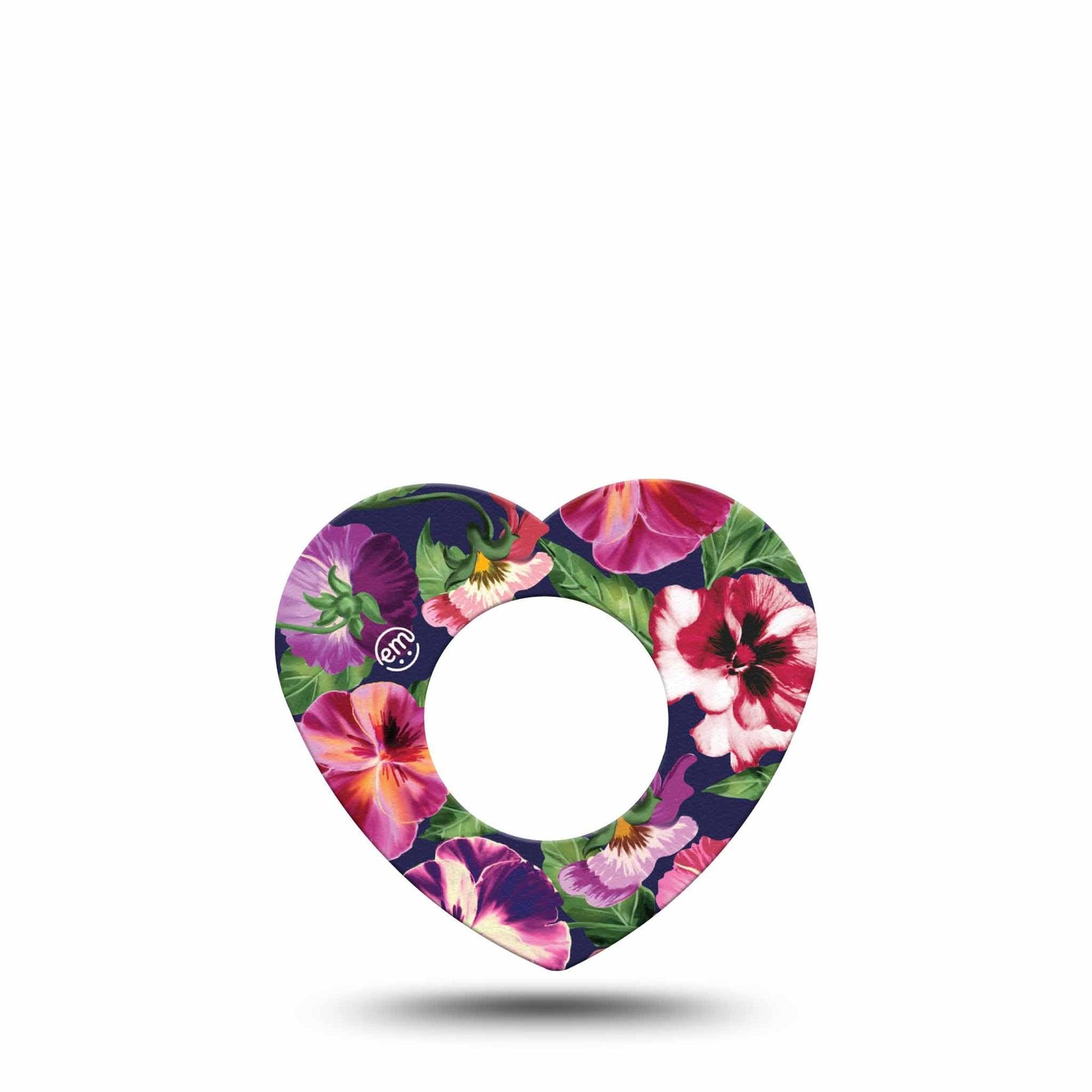 ExpressionMed Flower Girl Pansies Freestyle Libre 2 Heart Shape Tape Single Tape Cold Weather Floral, Patch CGM Design