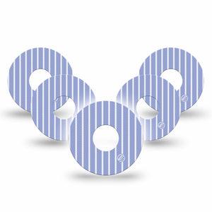 ExpressionMed Blue Stripes Freestyle Libre 3 and Libre 3 Plus, 5-Pack Light blue and white stripes Sensor Decoration for CGM