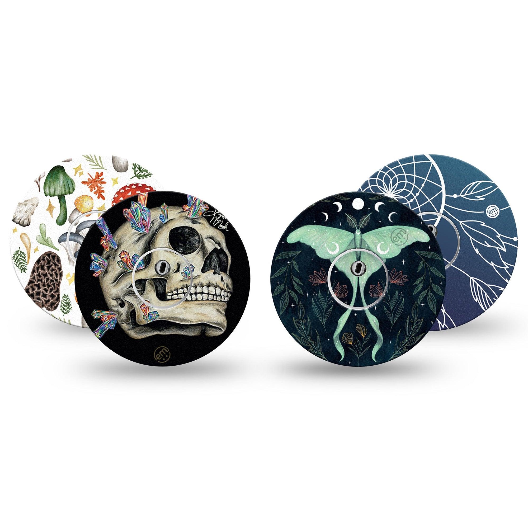 ExpressionMed Witching Hour Variety Pack Freestyle Libre 3 and Libre 3 Plus Tape 4-Pack Tape and 4-Pack Sticker Variety Enchanted Forest Vibes, Adhesive Tape Continuous Glucose Monitor Design