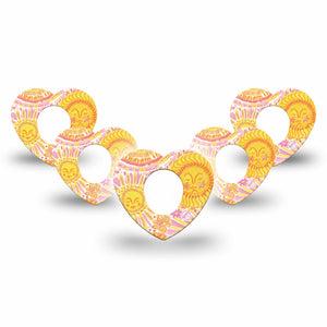 ExpressionMed Bright Sunshine Dexcom G7 and Dexcom Stelo Glucose Biosensor System Heart, 5-Pack bright sunshine design Waterproof Adhesive Tape for Continuous Glucose Monitor