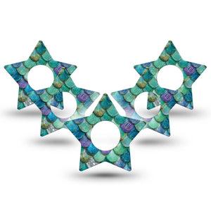 ExpressionMed Mermaid Scales Infusion Star, 10-Pack iridescent scale design Waterproof Sensor Cover For Pump