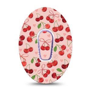 ExpressionMed Cherries Dexcom G6 Tape, Single Tape and Single Sticker Red Pink Cherry Print, Plaster Continuous Glucose Monitor Design