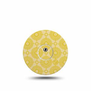ExpressionMed Yellow Sundress Freestyle Libre 3 and Libre 3 Plus Tape, Single Tape and Single Sticker Beaming Gold Shapes, Adhesive Tape Continuous Glucose Monitor Design