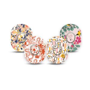 ExpressionMed Sunset Sorbet Variety Pack Dexcom G7 Mini Tape, Dexcom Stelo Glucose Biosensor System, 4-Pack Tape and 4-Pack Sticker Variety Soft Yellows Pinks, Patch Continuous Glucose Monitor Design