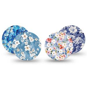 ExpressionMed Blue Petals Freestyle Libre 3 and Libre 3 Plus OverPatch, 4-Pack Tape Pale and cerulean blues Plaster for CGM