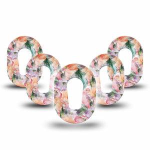 ExpressionMed Flower Clouds Dexcom G6 Mini Tape 5-Pack Tape Transparent Flower Petals, Adhesive Tape CGM Design