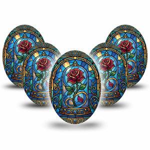 ExpressionMed Enchanted Rose Medtronic Guardian Enlite Universal Oval, 5-Pack magical rose design Fixing Ring Tape for Continuous Glucose Monitor