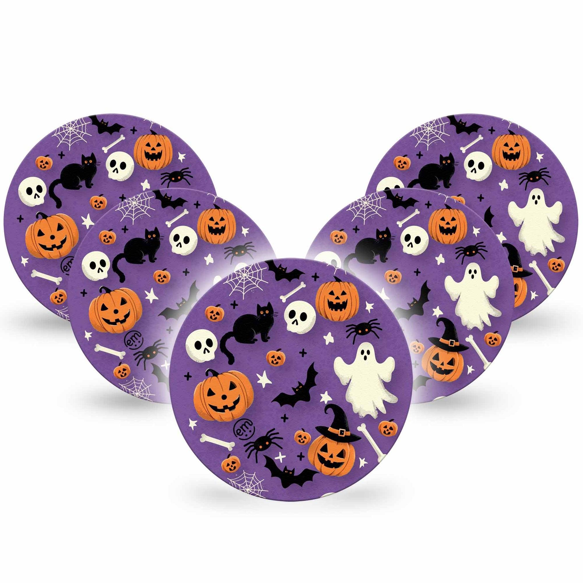 ExpressionMed Happy Halloween Freestyle Dexcom G7 Overpatch, Dexcom Stelo, 5-Pack Cartoon Halloween Theme Fixing Ring Patch CGM Design