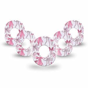 ExpressionMed Bows and Ribbons Dexcom G7 Mini Tape, Dexcom Stelo Glucose Biosensor System, 5-Pack Tape Delicate Pink Bows, Patch Continuous Glucose Monitor Design