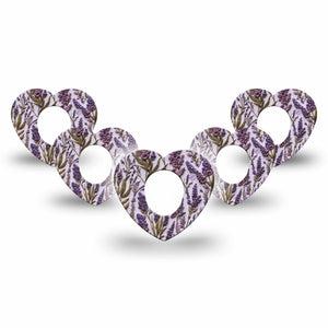 ExpressionMed Stitched Bloom Dexcom G7 and Dexcom Stelo Glucose Biosensor System Heart, 5-Pack Purple embroidery Waterproof Adhesive Tape for Continuous Glucose Monitor
