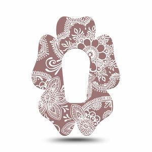 ExpressionMed Henna Dexcom G6 Flower Shape Tape Single Tape Intricate Henna Adhesive Patch Continuous Glucose Monitor Design