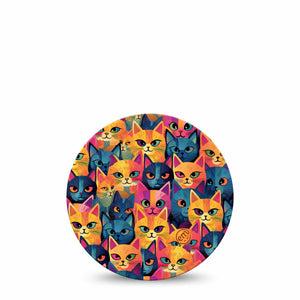 ExpressionMed Catorama Freestyle Libre Overpatch, Abbott Lingo,  Single Tape Mix Of Blue And Orange Cats Fixing Ring Patch CGM Design