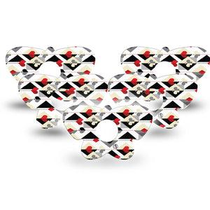 ExpressionMed Playing Cards Freestyle Libre 3 and Libre 3 Plus Butterfly Shape Tape 5-Pack Tape Red White Gray Colored Playing Cards, Overlay Patch CGM Design