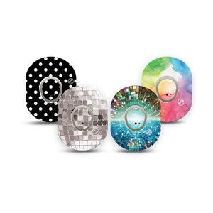 ExpressionMed Disco Pop Dexcom G7 and Dexcom Stelo Glucose Biosensor System Mini, tape and sticker  colorful abstract design Adhesive Tape for CGM