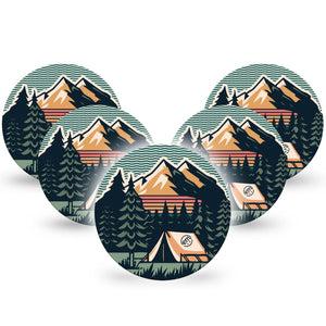 ExpressionMed Retro Camping Freestyle Libre Overpatch, Abbott Lingo, 5-Pack Pine tree forest Fixing Ring Patch CGM Design