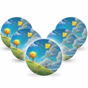 ExpressionMed Summer Kite Dexcom G7 Overpatch, Dexcom Stelo Glucose Biosensor System, 5-Pack Tape Happy Sun Kite, Overlay Tape CGM Design