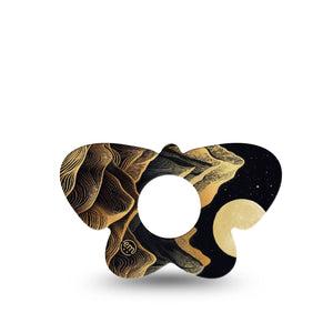 ExpressionMed Black Mountain Infusion Set Butterfly Shape Tape, 5-Pack Tape Night Sky Mountains, Plaster Continuous Glucose Monitor Design
