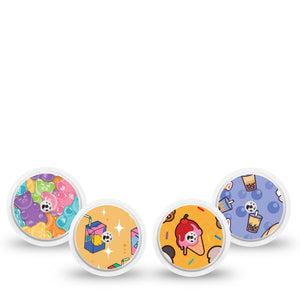 ExpressionMed Sugar Rush Variety Pack Freestyle Libre and Libre 2 Plus Sticker, Abbott Lingo, 4-Pack Sticker Variety Sweet Sugar Snacks, Vinyl Graphics Continuous Glucose Monitor Design