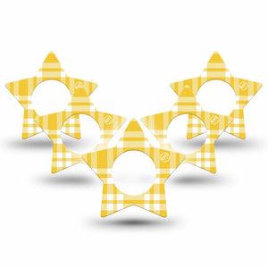 ExpressionMed yellow gingham Freestyle Libre, Libre 2 Plus, and Abbott Lingo Star, 5-Pack Sunny checker print Accessories for Continuous Glucose Monitor
