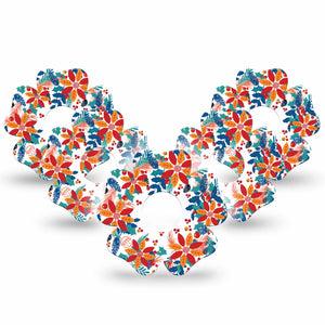 ExpressionMed Joyful Wreath Freestyle Libre 3 Flower Shape Tape 5-Pack Tape Bright Happy Wreath, Plaster CGM Design