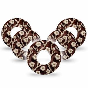 ExpressionMed Cozy Sweater Freestyle Libre and Libre 2 Plus Tape, Abbott Lingo, 5-Pack Tape Knit Blossoms, Fixing Ring Tape Continuous Glucose Monitor Design